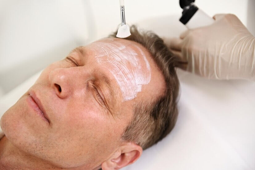 old man relaxing facial treatment venice