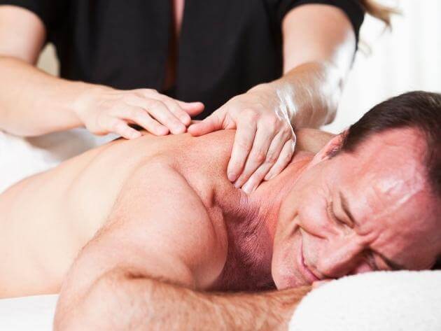 old man satisfied with neuromuscular massage venice